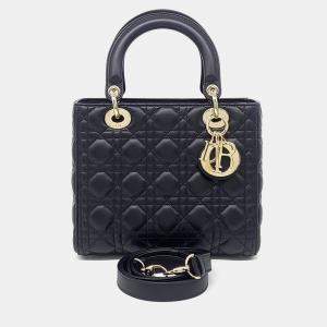 Pre Owned Dior Black Leather Lady Bag Medium