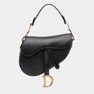 Pre Owned Dior Black Mini Smooth Calfskin Saddle Bag