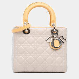 Pre Owned Dior Brown Medium Tricolor Lambskin Cannage Lady Dior