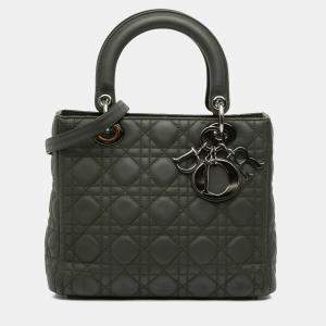 Pre Owned Dior Brown Medium Lambskin Cannage Lady Dior