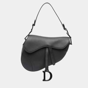 Pre Owned Dior Black Ultra Matte Calfskin Saddle Bag
