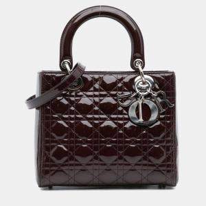 Pre Owned Dior Purple Medium Patent Cannage Lady Dior