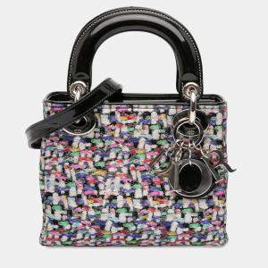 Pre Owned Dior Mini Multicolor Metallic Fabric and Patent Leather Lady Dior