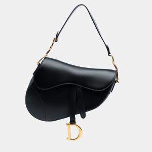 Pre Owned Dior Black Mini Leather Saddle Bag