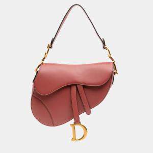 Pre Owned Dior Red Smooth Calfskin Saddle Bag