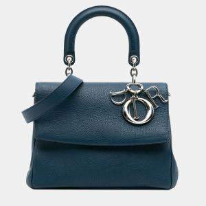 Pre Owned Dior Navy Blue Small Leather Be Dior Flap