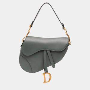 Pre Owned Dior Green Smooth Calfskin Saddle Bag