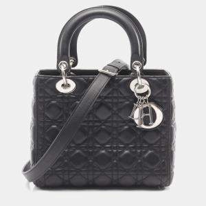 Pre Owned Christian Dior Dior Lady Handbag Leather Black
