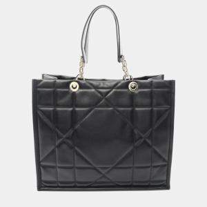 Pre Owned Christian Dior Dior Essential Large Archi Cannage Tote Bag Leather Black