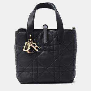 Pre Owned Christian Dior Toujours Vertical Small Tote Bag In Black Calfskin
