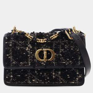 Pre Owned Dior Black Mini Tweed Macrocannage Miss Caro Bag