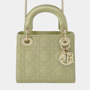 Pre Owned Dior Green Mini Patent Cannage Lady Dior