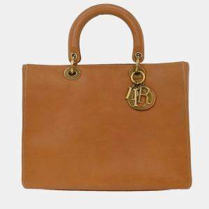 Pre Owned Christian Dior Brown Leather Lady Dior Handbag