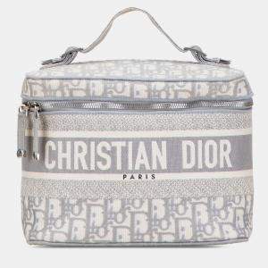 Pre Owned Dior Grey Oblique Canvas Diortravel Vanity Case