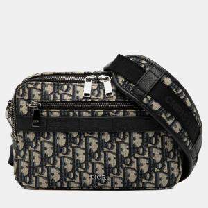 Pre Owned Dior Blue Oblique Canvas Safari Crossbody