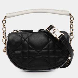 Pre Owned Dior Black Micro Lambskin Cannage Dior Vibe Satchel