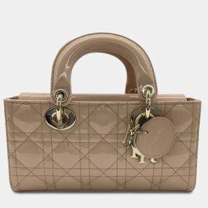 Pre Owned Dior Brown Small Patent Cannage Lady D-Joy