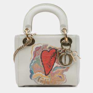 Pre Owned Dior White Niki De Saint Phalle Mini Calfskin Dioramour Lady Dior