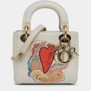 Pre Owned Dior White Niki De Saint Phalle Mini Calfskin Dioramour Lady Dior