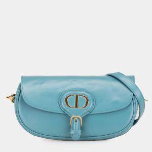 Pre Owned Dior Blue Calfskin Bobby East West Crossbody