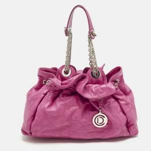 Pre Owned Dior Pink Cannage Leather Le Trente Shoulder Bag