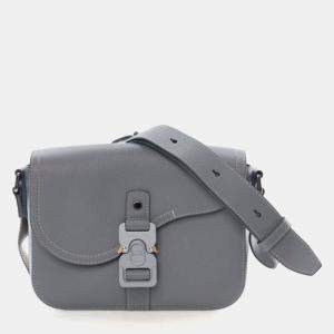 Pre Owned Dior Small Grey Calfskin Saddle Messenger Bag
