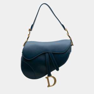 Pre Owned Dior Blue Gradient Calfskin Saddle Bag