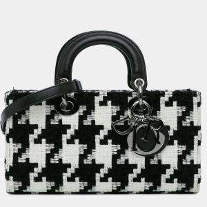 Pre Owned Dior Black Medium Canvas Macro Houndstooth Lady D Joy