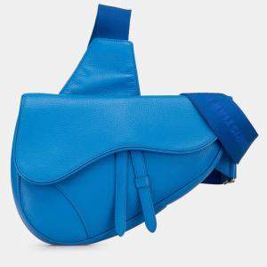 Pre Owned Dior Blue Leather Saddle Crossbody