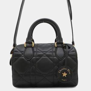 Pre Owned Christian Dior Handbag Groove 20 Macrocannage Small 2Way Black