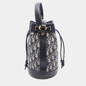 Pre Owned Christian Dior Dior Oblique Backpack  Canvas And Leather  Navy/Gray
