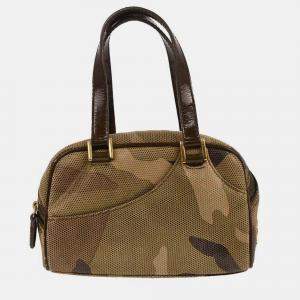 Pre Owned Christian Dior Camouflage Brown/Green Patent Leather Handbag