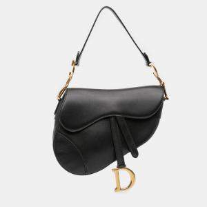 Pre Owned Dior Black Smooth Calfskin Saddle Bag