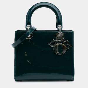 Pre Owned Dior Green Medium Patent Lady Dior