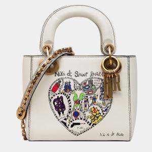 Pre Owned Dior White Niki de Saint Phalle Mini Calfskin Lady Dior
