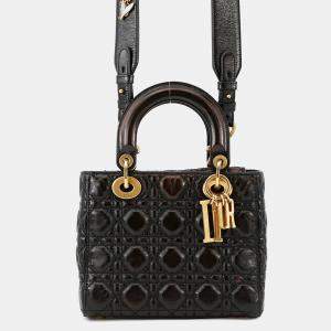 Pre Owned Dior Lady Dior Niki De Saint Phalle Collaboration 2-Way Handbag Black Leather Size Small