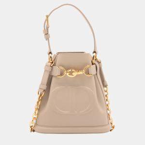 Pre Owned Dior Beige Small Embossed Calfskin CEst Dior Bag