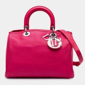 Pre Owned Dior Pink Medium Leather Diorissimo Satchel