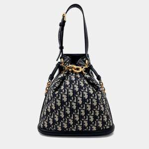 Pre Owned Dior Navy Blue Fabric C'EST DI Medium Bag