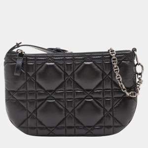 Pre Owned Dior Black Mini Calfskin Macrocannage Dior Caro Tulip Bag