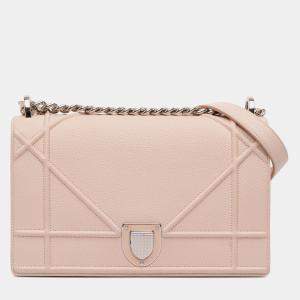 Pre Owned Dior Pink Medium Grained Calfskin Diorama Flap