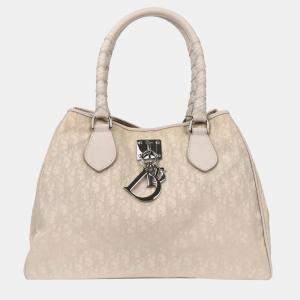 Pre Owned Christian Dior White Lovely Trotter Tote Bag