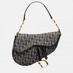 Pre Owned Dior Navy Blue Diorissimo Canvas Saddle Bag
