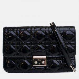 Pre Owned Dior Black Patent Cannage Miss Dior Promenade Crossbody