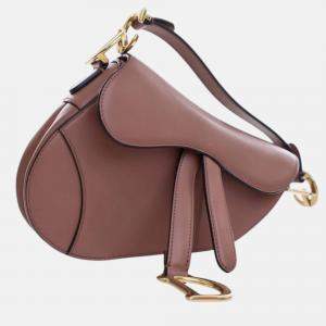 Pre Owned Dior Pink Mini Calfskin Saddle Bag