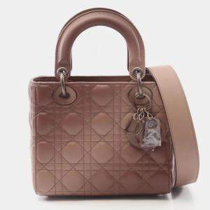 Pre Owned Christian Dior Dior Lady Small Cannage Handbag Leather Pink