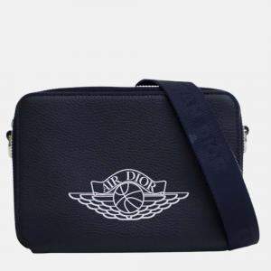 Pre Owned Dior Blue Air Jordan Grained Calfskin Crossbody
