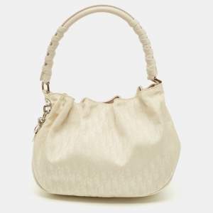 Pre Owned Dior Off White Diorissimo Nylon Lovely Hobo