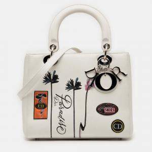 Pre Owned Dior White Medium Lambskin Paradise Lady Dior