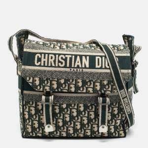 Pre Owned Dior Green Embroidered Canvas Diorcamp Messenger Bag